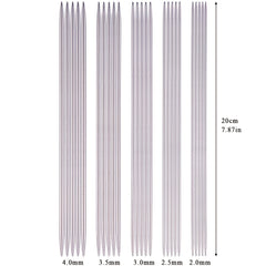 5pc Stainless Steel Needles Kit 2.0-4.0mm Double Ended Beginner Knit