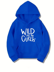 Girls Wild Like My Curls Hooded Sweatshirt Top Youth Girls' Long Sleeve Hoodie