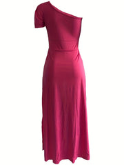 One Shoulder Jumpsuit With Overskirt Slim Casual Women's Clothing