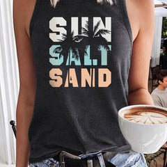 Letter Print Sleeveless Tank Top Casual Loose Fit