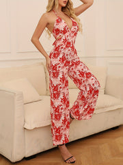 Floral Wide Leg Boho Jumpsuit for Women