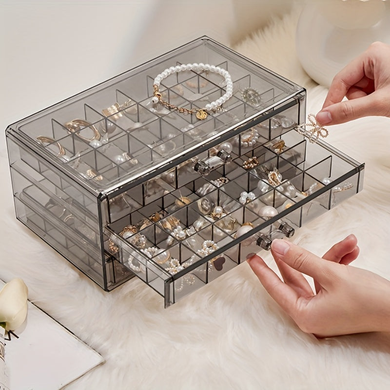 Large Capacity Transparent Jewelry Storage Box Drawer Style