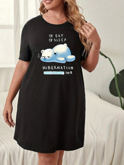 Comfort Sleep Dress Women's Plus Cartoon Bear Print