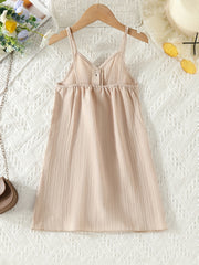 Girls' V-Neck Button Cami Dress