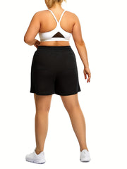 Sporty Shorts Women's Plus Elastic High Rise Stretch Shorts