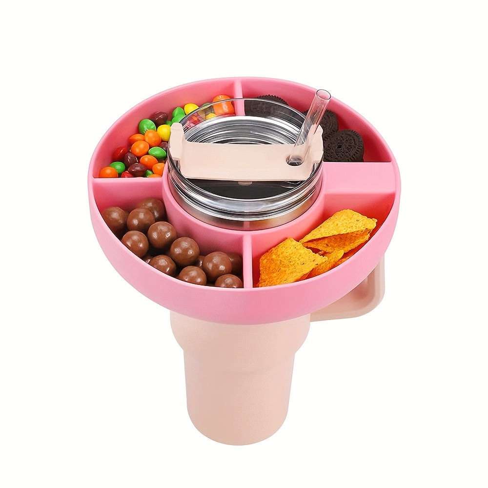 Solid Silicone Snack Bowl For 40oz Cup with Handle, Reusable Snack Tray Ring