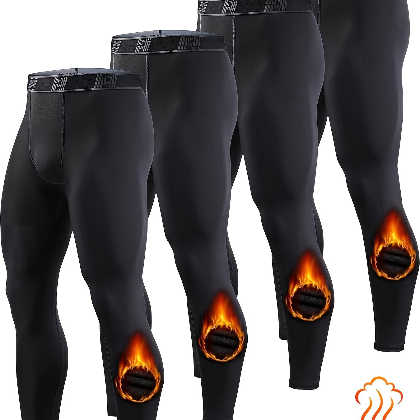 4 Pack Men's Thermal Compression Pants Fleece Lined Sports Tights