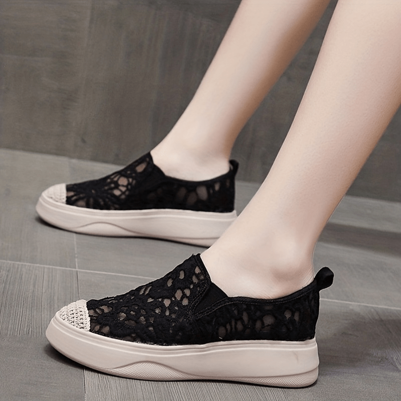 Women's Lace Mesh Loafers Slip On Outdoor Shoes Comfortable Walking Shoes