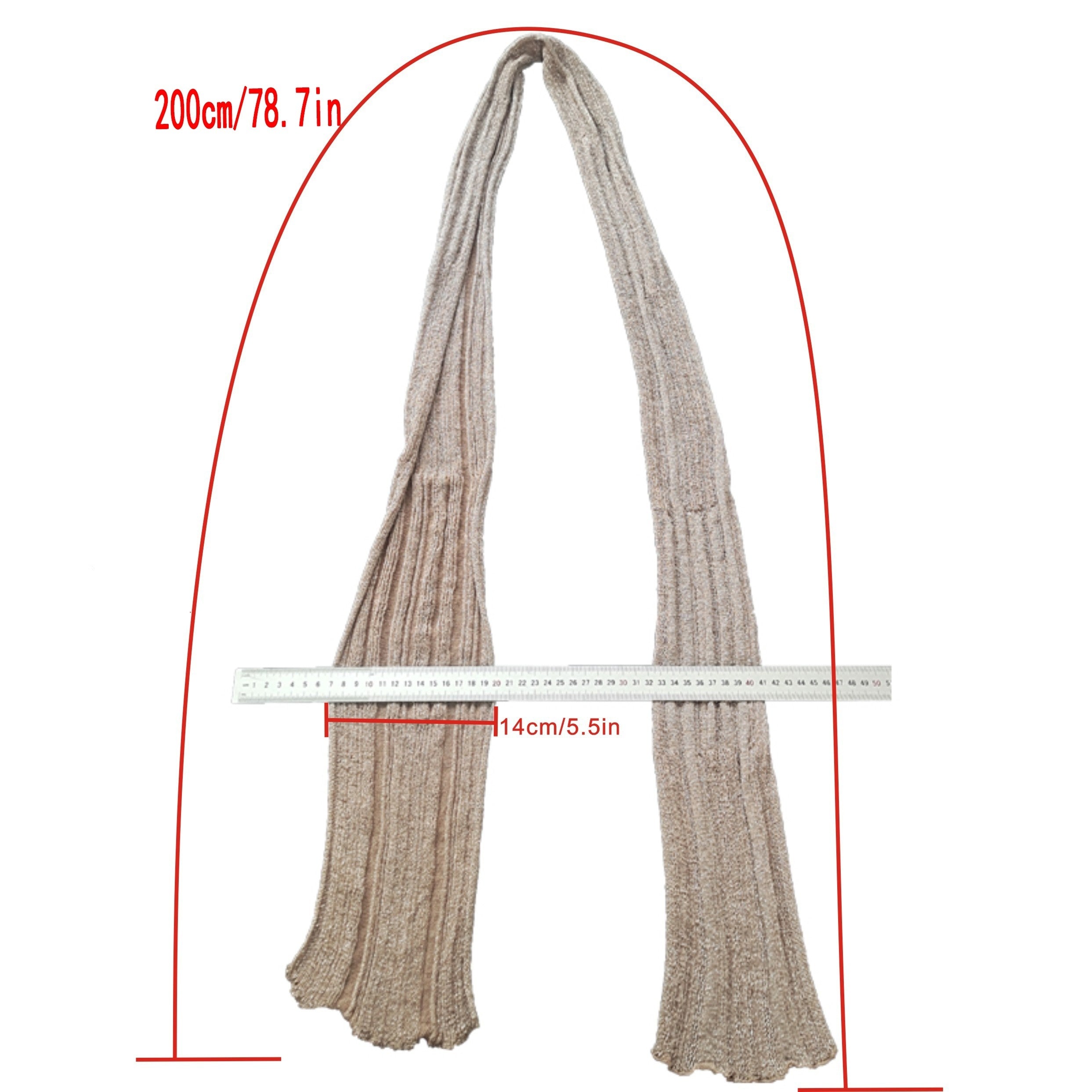 Y2K Retro Silver Thread Knitted Scarf