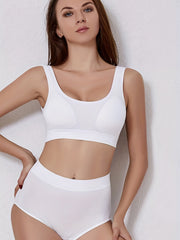 Comfy Sports Bra & Panties Set, Wireless Tank Bra & Elastic Panties