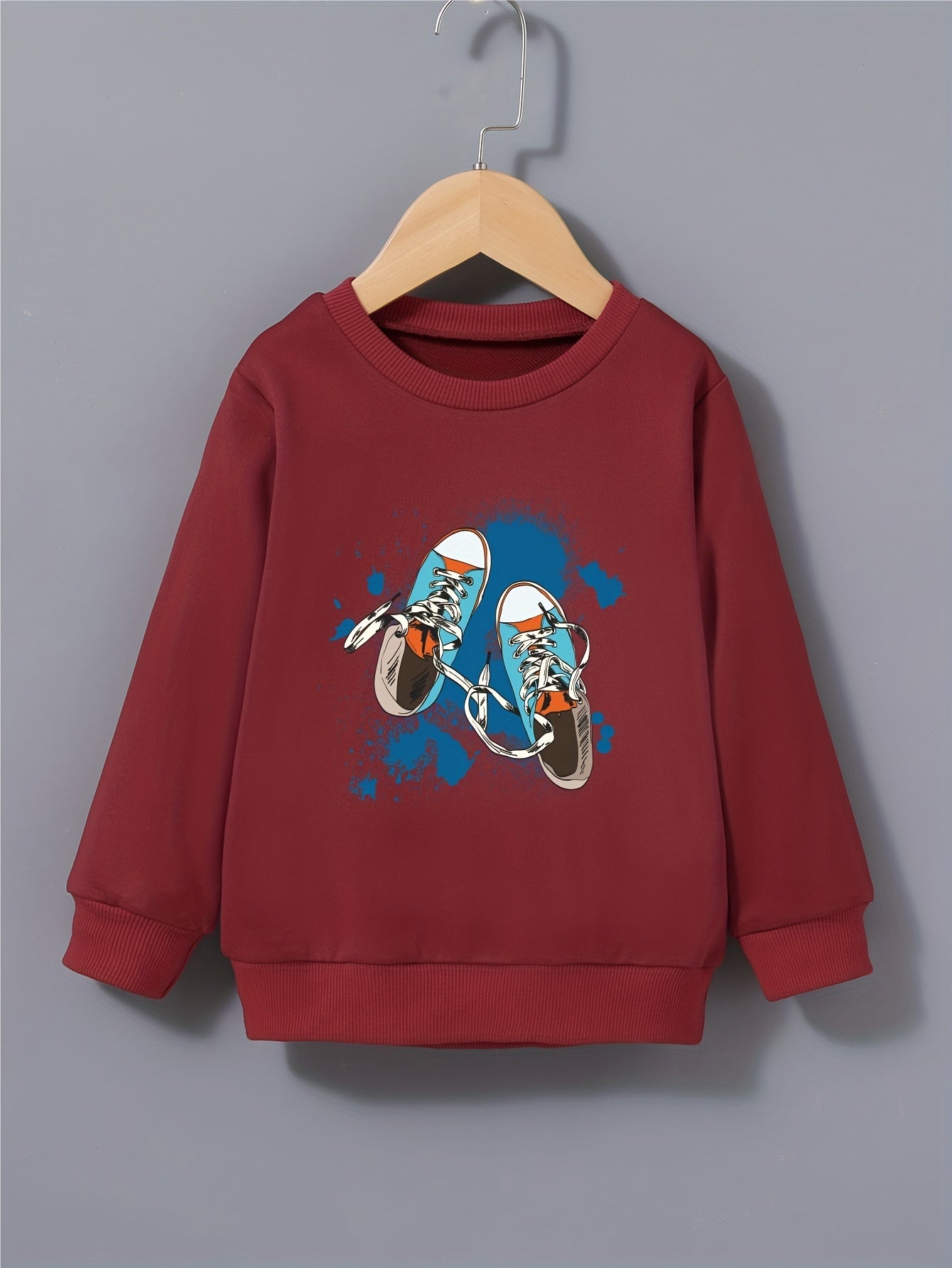 Canvas Shoes Pattern Kid's Sweatshirt Paint Splash Print Long Sleeve Top