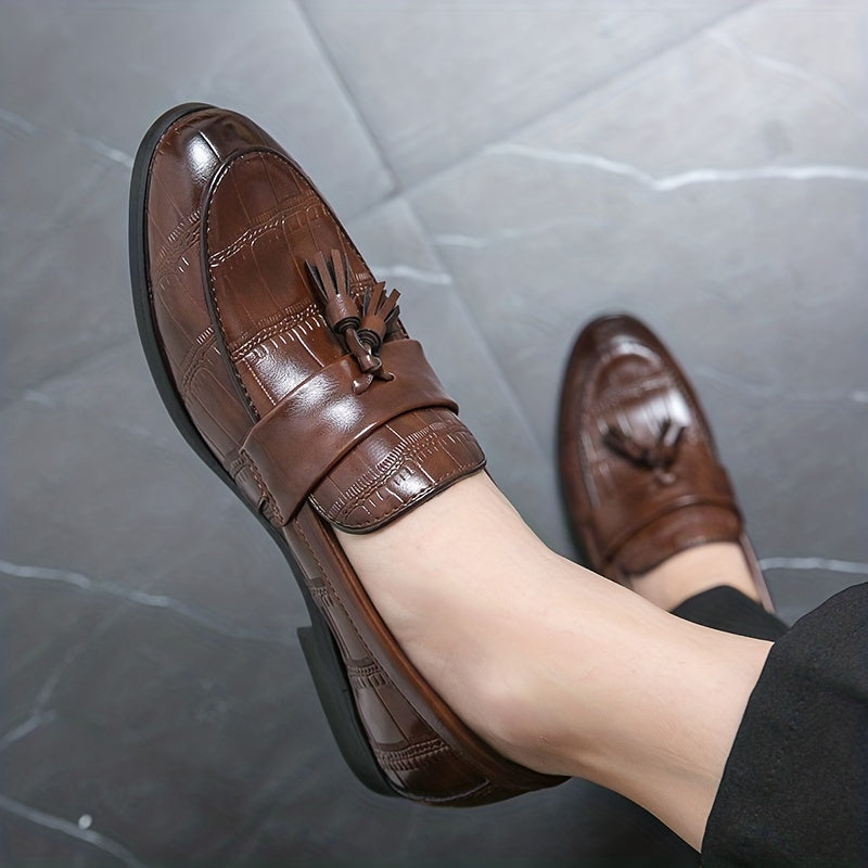 Men's Tassel Loafer Shoes Casual Slip On Textured Shoes