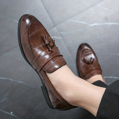 Men's Tassel Loafer Shoes Casual Slip On Textured Shoes