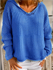 Casual Sweater Women's Solid Long Sleeve Hooded Sweater