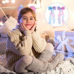 2pcs Girls Mesh Bow Hair Clips Gradient Hair Accessories Sets