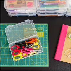 2pcs Transparent Storage Box with Snap Closure Pen Case