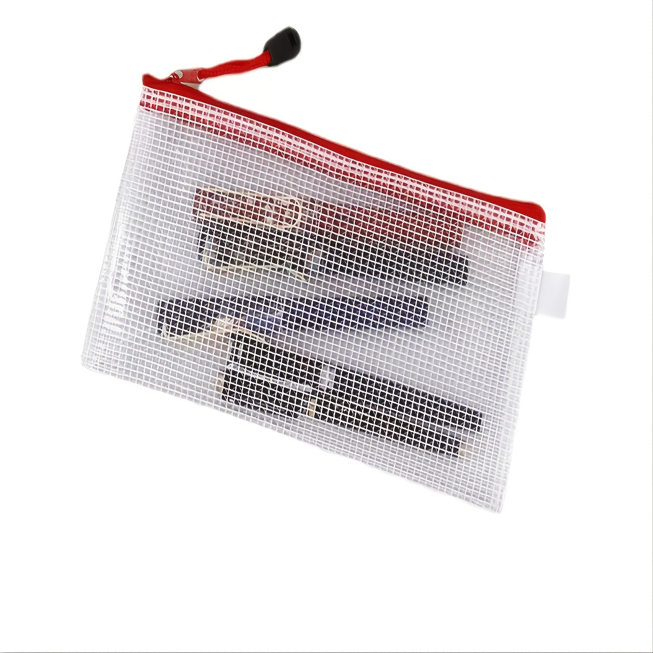 Grid Pencil Bag Zipper Storage Document Mask Receipt