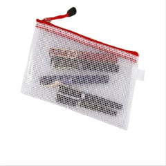 Grid Pencil Bag Zipper Storage Document Mask Receipt