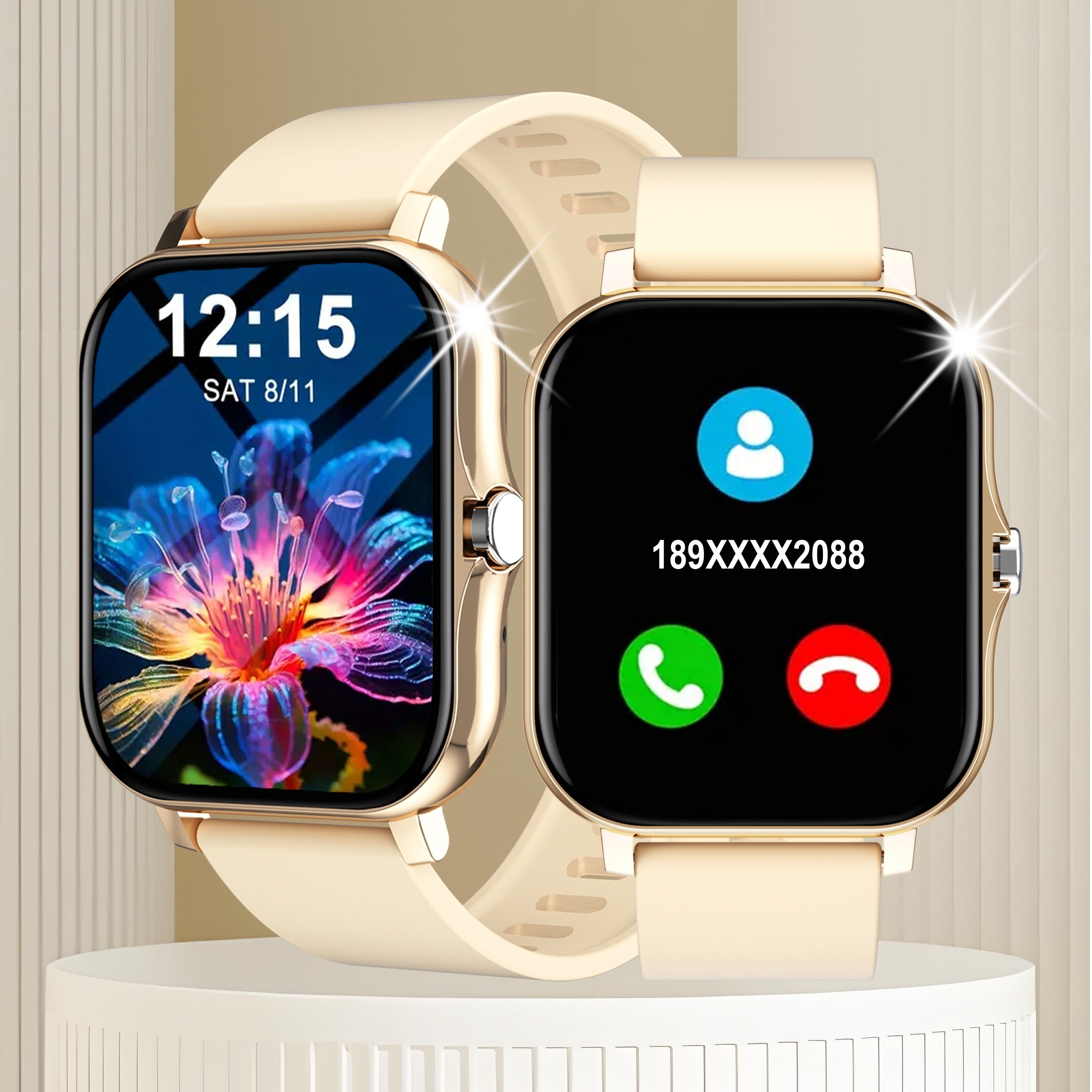 83-Inch Fitness Tracker Smartwatch with Customizable Dial and Wireless Calling