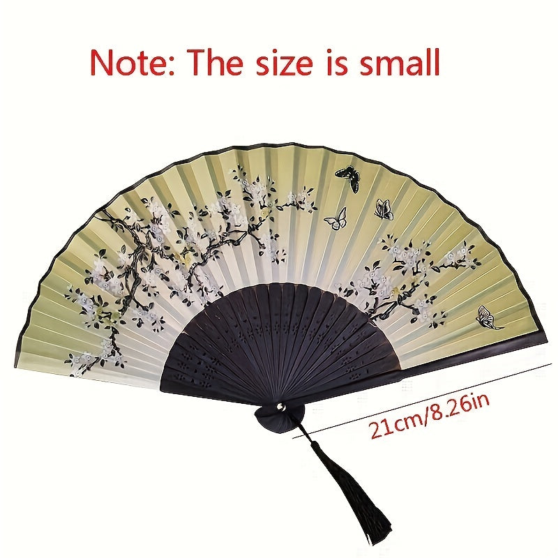 Chinese Style Dance Fan Flower Pattern Folding Fan Portable Floral Fan