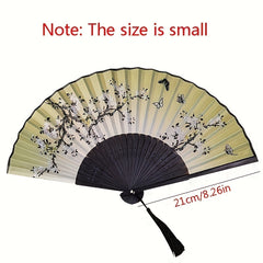 Chinese Style Dance Fan Flower Pattern Folding Fan Portable Floral Fan
