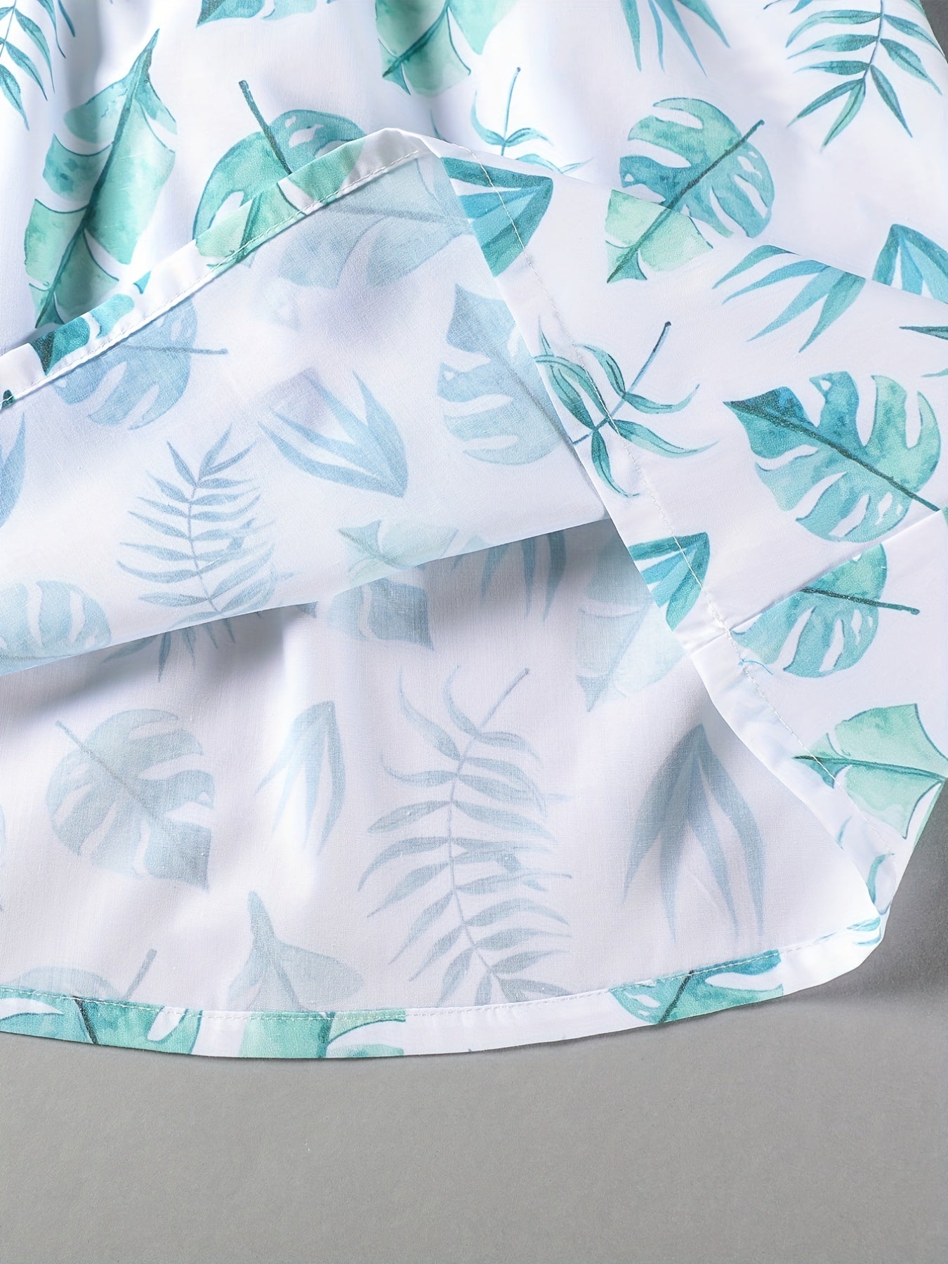Baby Girl's Summer Bow Leaves Print Dress
