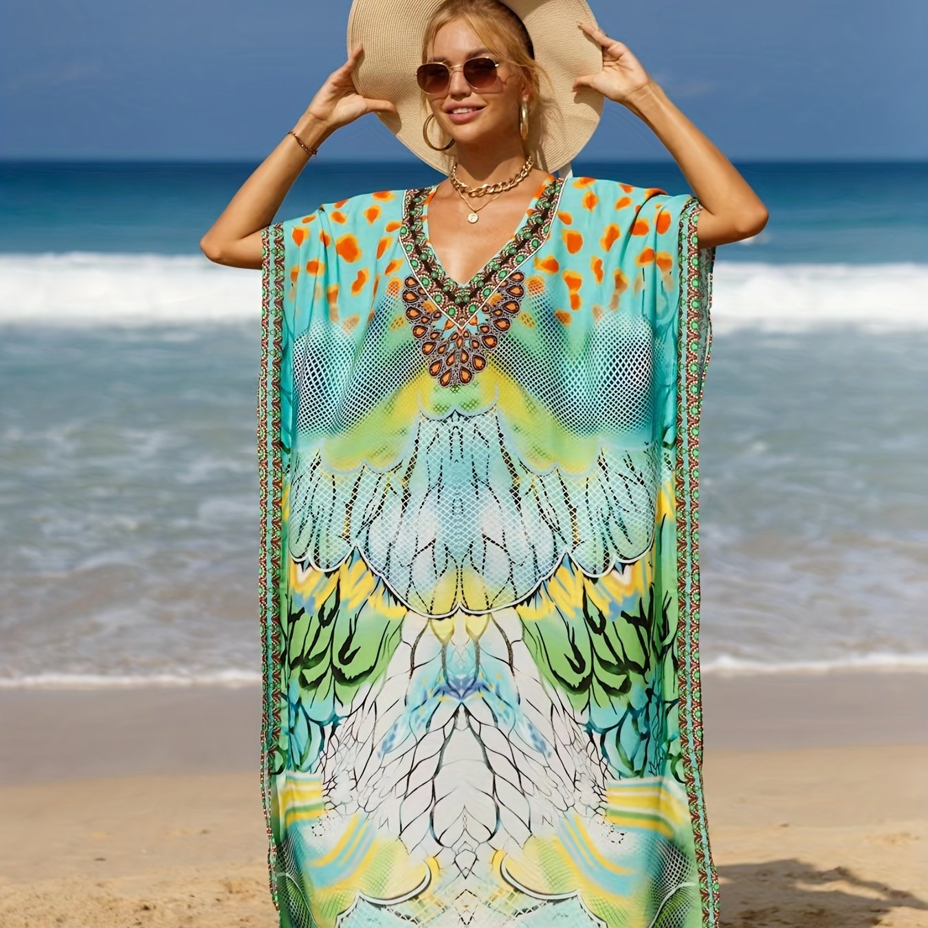 Animal Print V Neck Cover Up Dress
