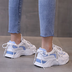Chunky Mesh Lift Sneakers Breathable Low Top Shoes Women's Footwear