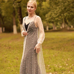 Long Bridal Shawl Faux Pearl Wedding Accessories for Women