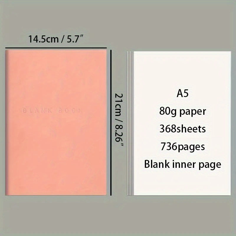 Minimalist Painting Notebook Soft Leather 736 Page Blank Inner Page