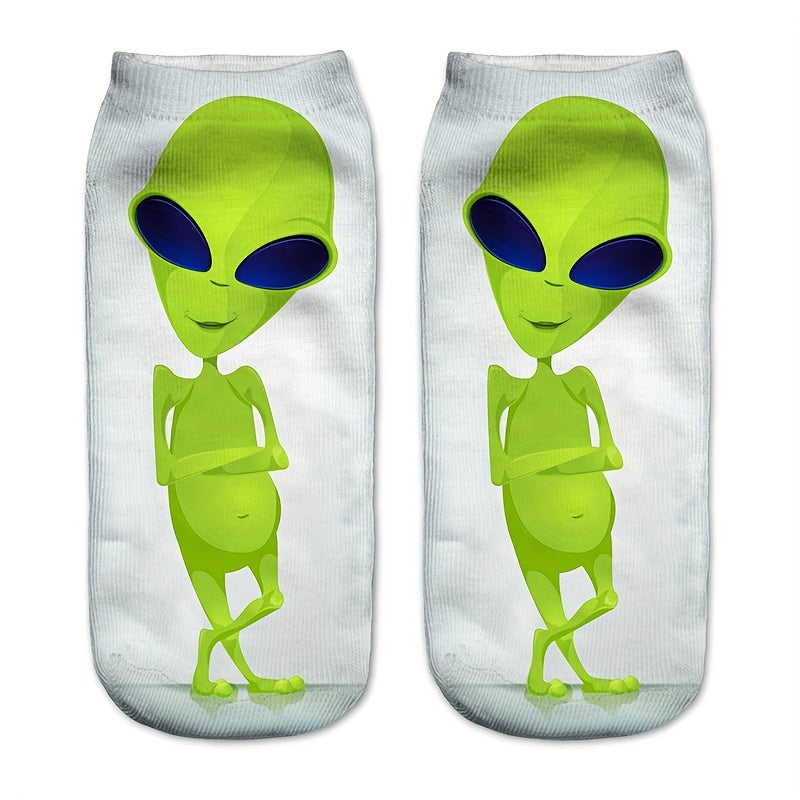 5 Pairs Alien Print Socks Low Cut Women's Stockings