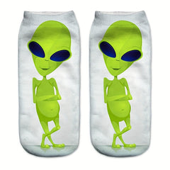 5 Pairs Alien Print Socks Low Cut Women's Stockings