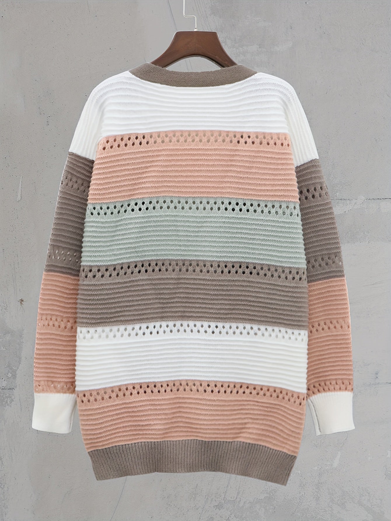 Colorblock Striped Open Front Cardigan