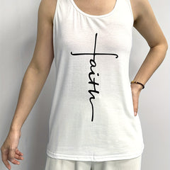 Faith Print Twist Back Tank Top