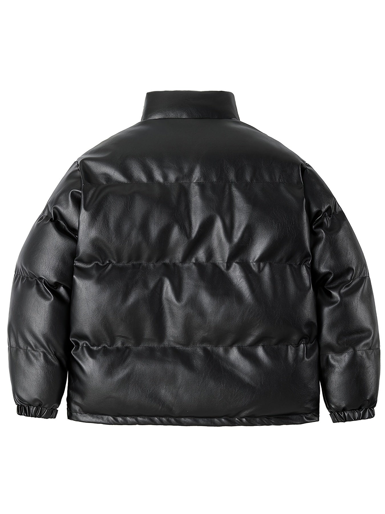 Men's Stand Collar PU Leather Jacket Coat
