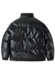 Men's Stand Collar PU Leather Jacket Coat