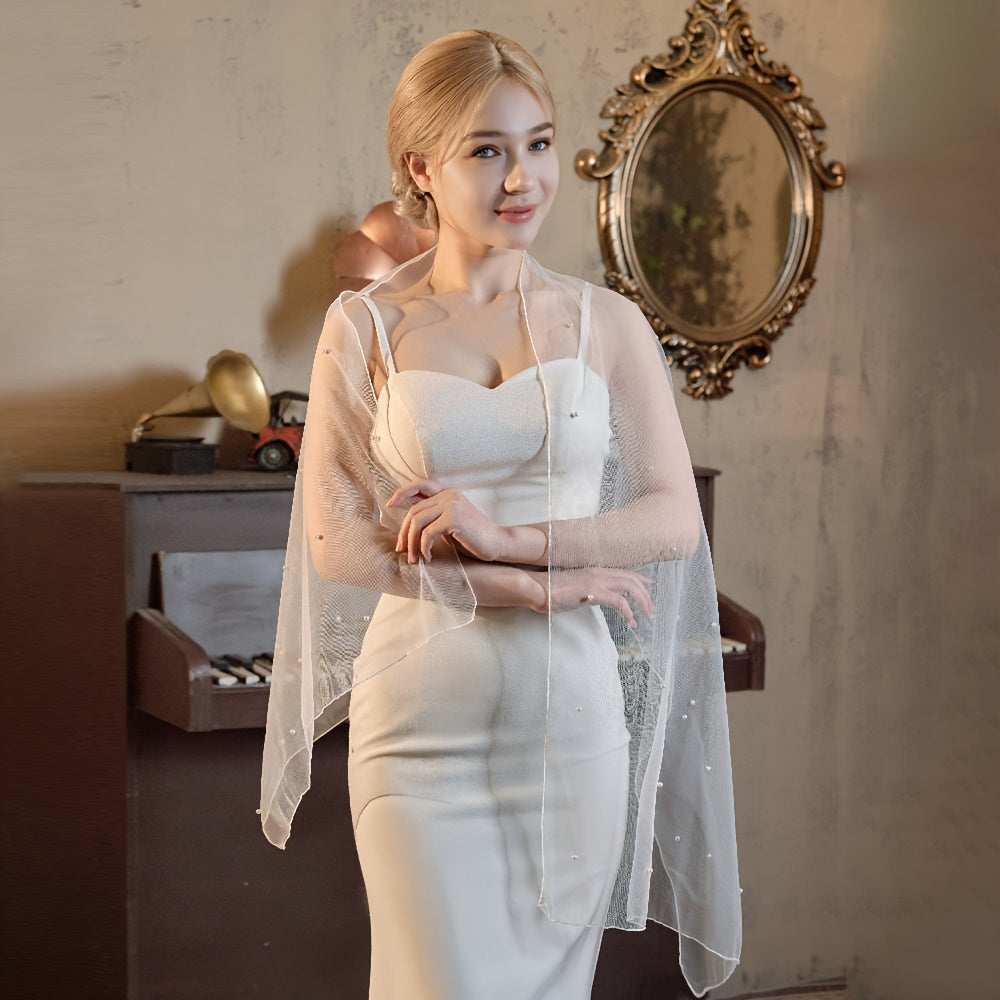 Bridal Wedding Veil Cape with Flowing Train for Brides Proms Formal Events