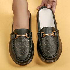 Women's Metal Decor Mules Breathable Flats Slip On Shoes