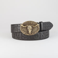 Retro Bull Head Buckle Belt For Men Denim Jeans Casual Daily Accessory