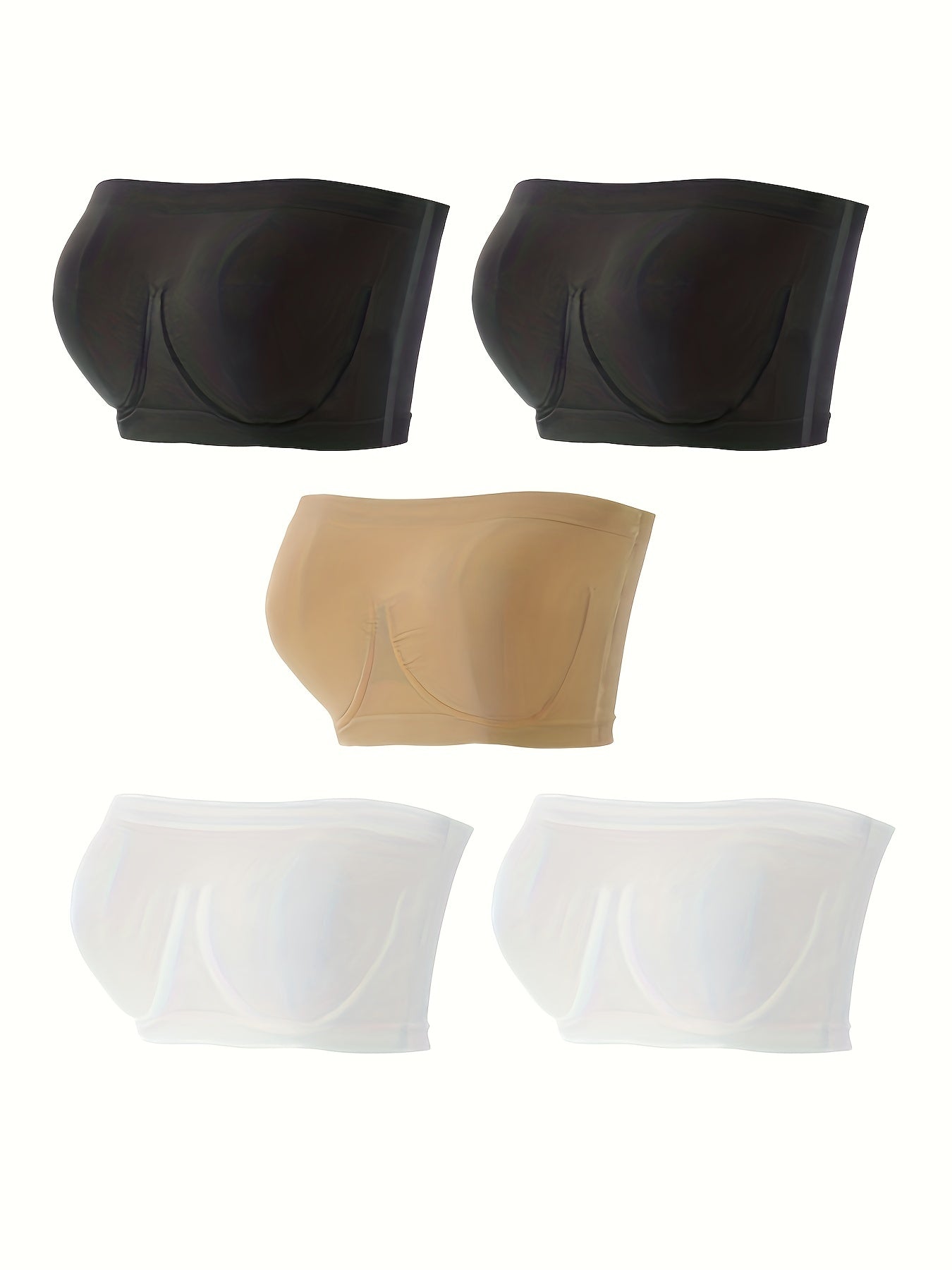 5 Pack Plus Size Seamless Comfort Wireless Tube Top Bra Set