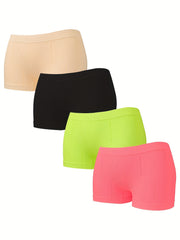 4pcs Ribbed Boyshort Panties Women's Lingerie & Underwear