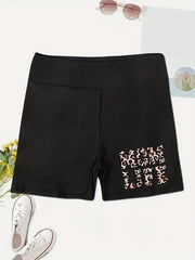 Mom Life Print Short Leggings High Waist Sports Casual Summer Biker Shorts