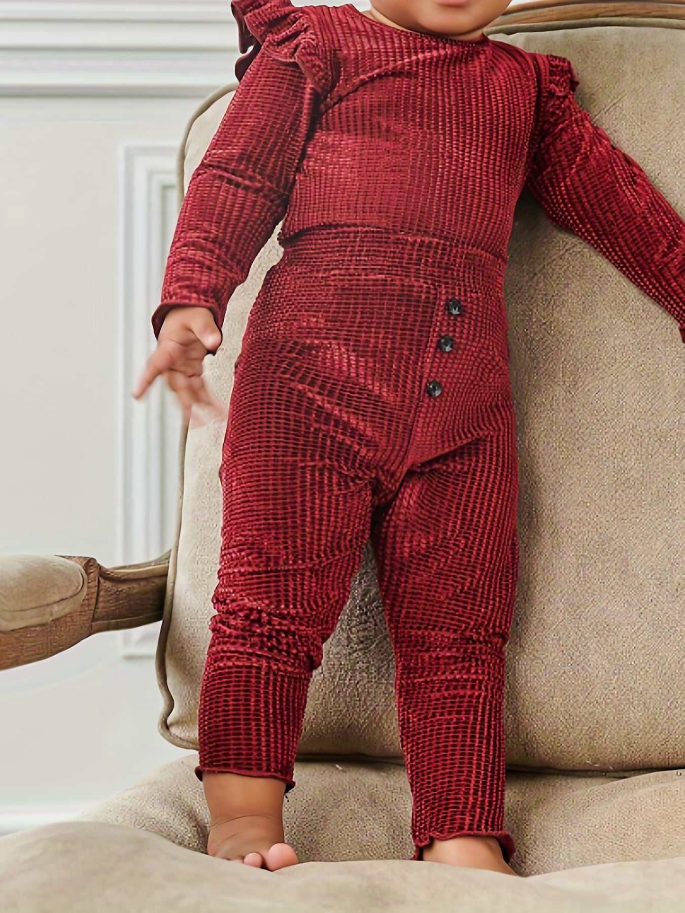Baby Girls Autumn Winter Small Flying Sleeve Pullover Top Pants 2pcs Outwear Set