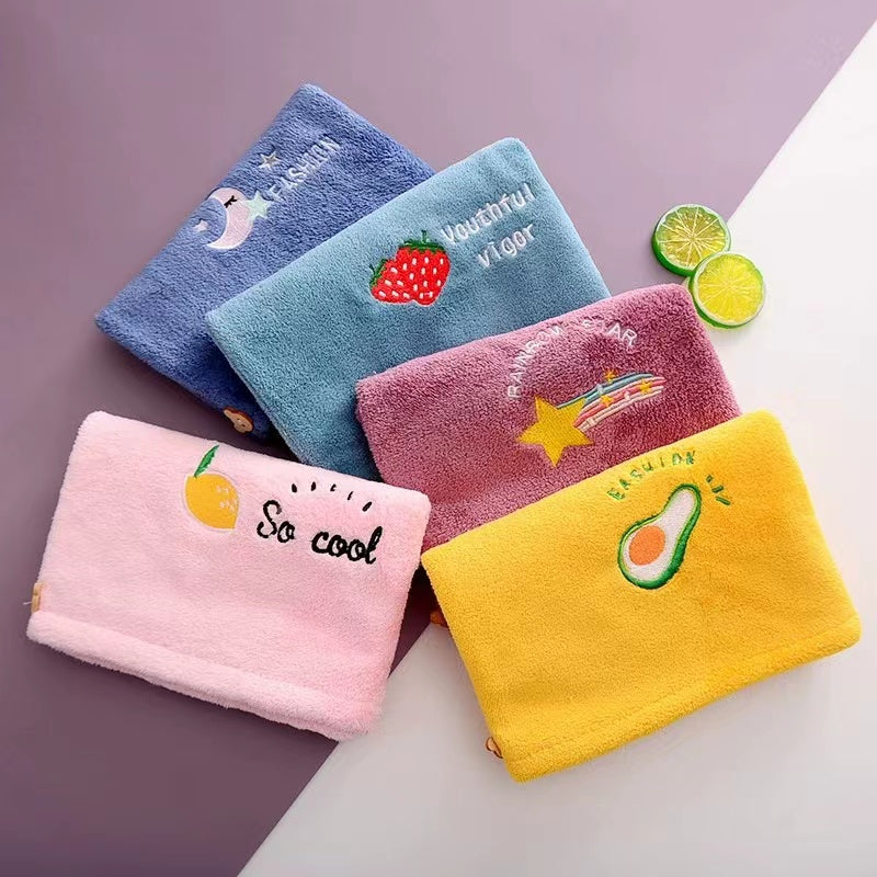 Embroidered Dry Hair Cap Absorbent Quick Drying Hair Towel