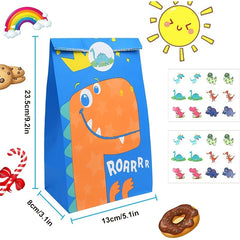 Dinosaur Party Bags with Stickers - Perfect for Party Favors