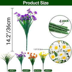 4pcs UV Resistant Plastic Chrysanthemum Artificial Daisy Flowers Home Decor