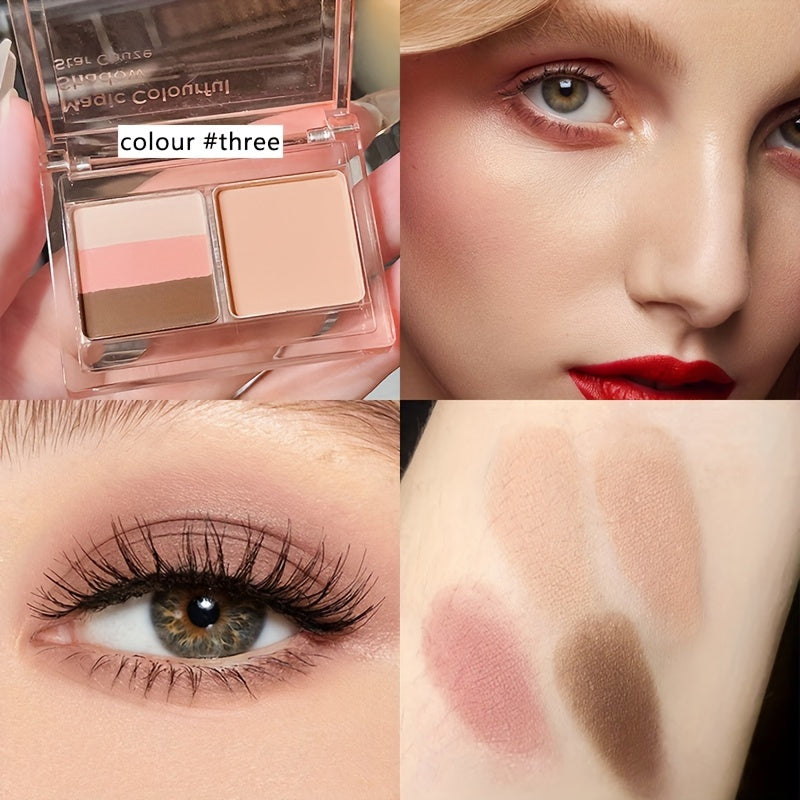 Matte 4-Color Eyeshadow Blush Palette Brown Coral Nude Milk Tea Natural