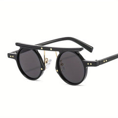 Y2K Top Bar Steampunk Sunglasses Rivet Gradient UV400