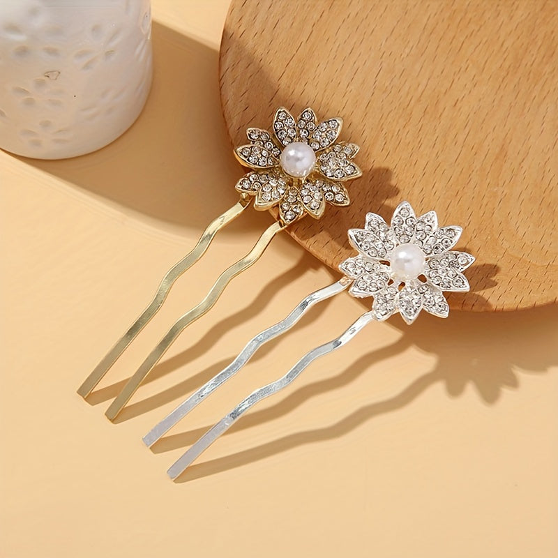 Sunflower Hair Clip Faux Diamond Hairpin