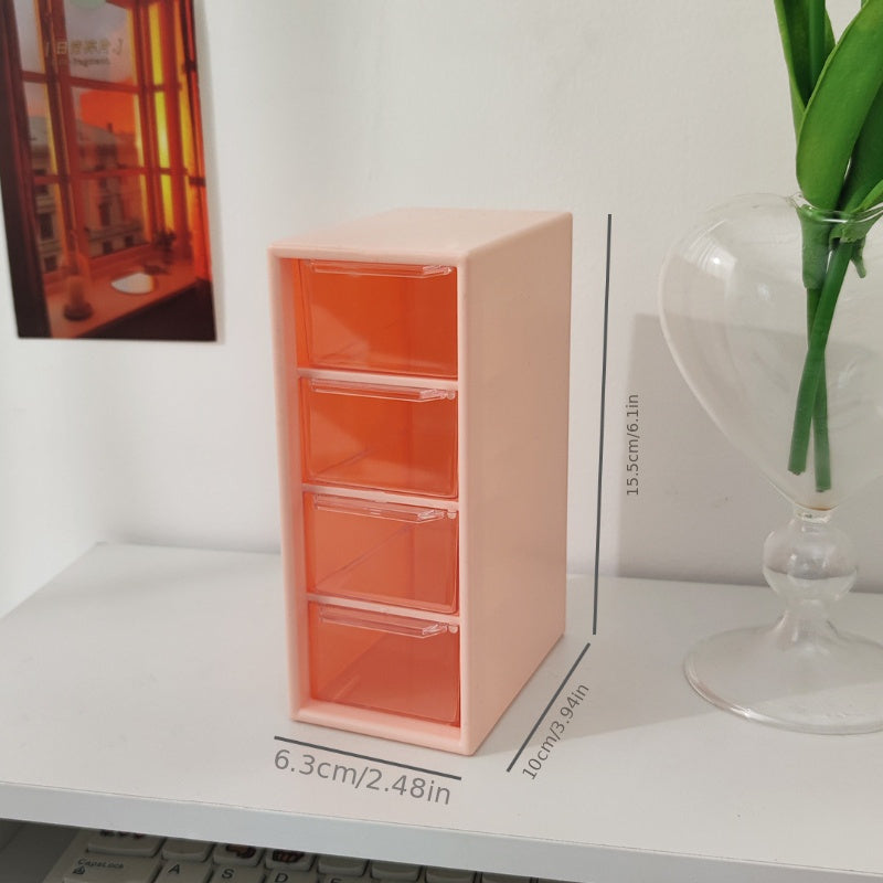 1pc Transparent Drawer Four grid Desktop Storage Box For Cosmetics